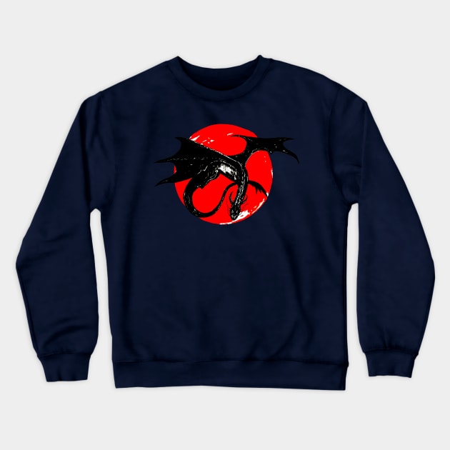 dragon on the background of the red moon Crewneck Sweatshirt by NemfisArt